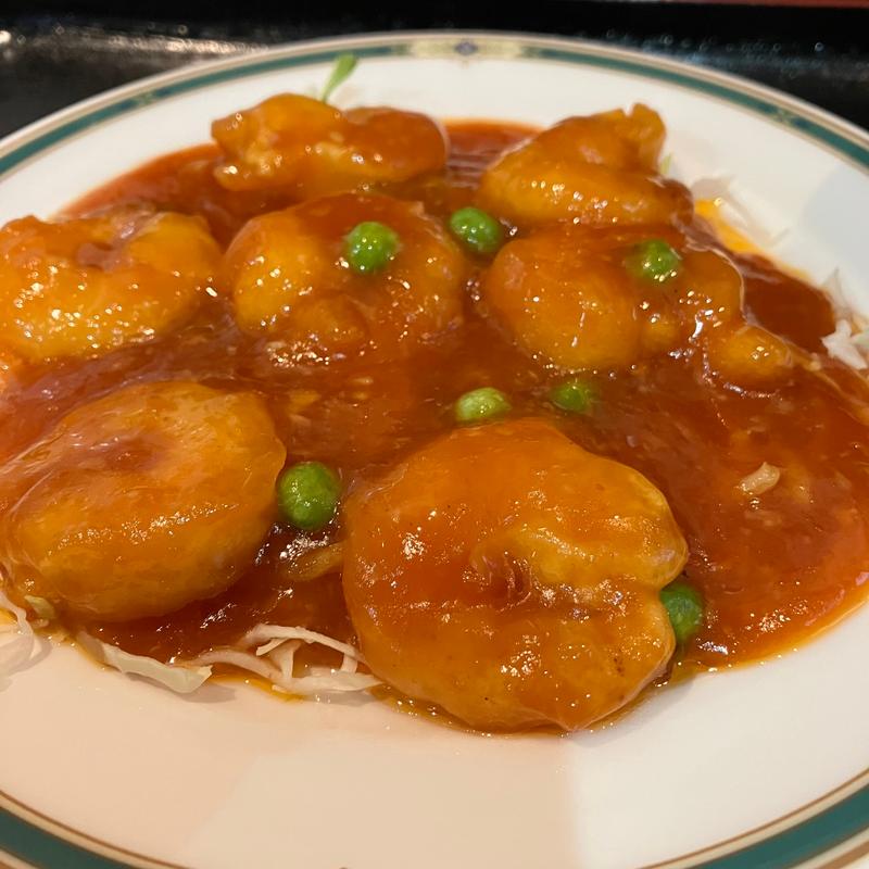 エビチリの日替わりランチ(家庭料理富久)