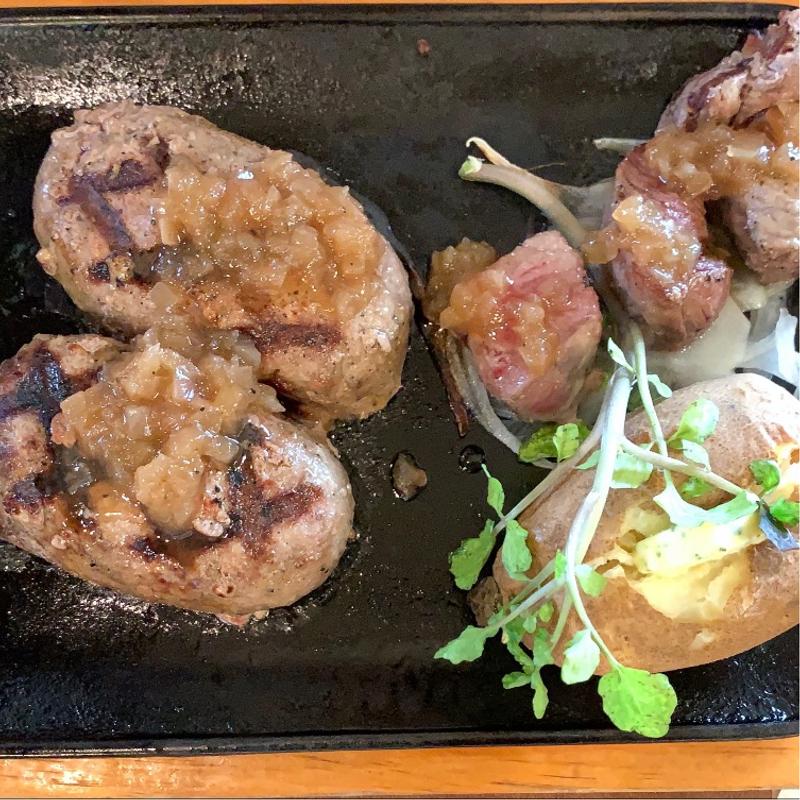 直火焼き粗挽きビーフ100%大俵ハンバーグ&ビーフカットステーキ(ビッグボーイ 黒川店)