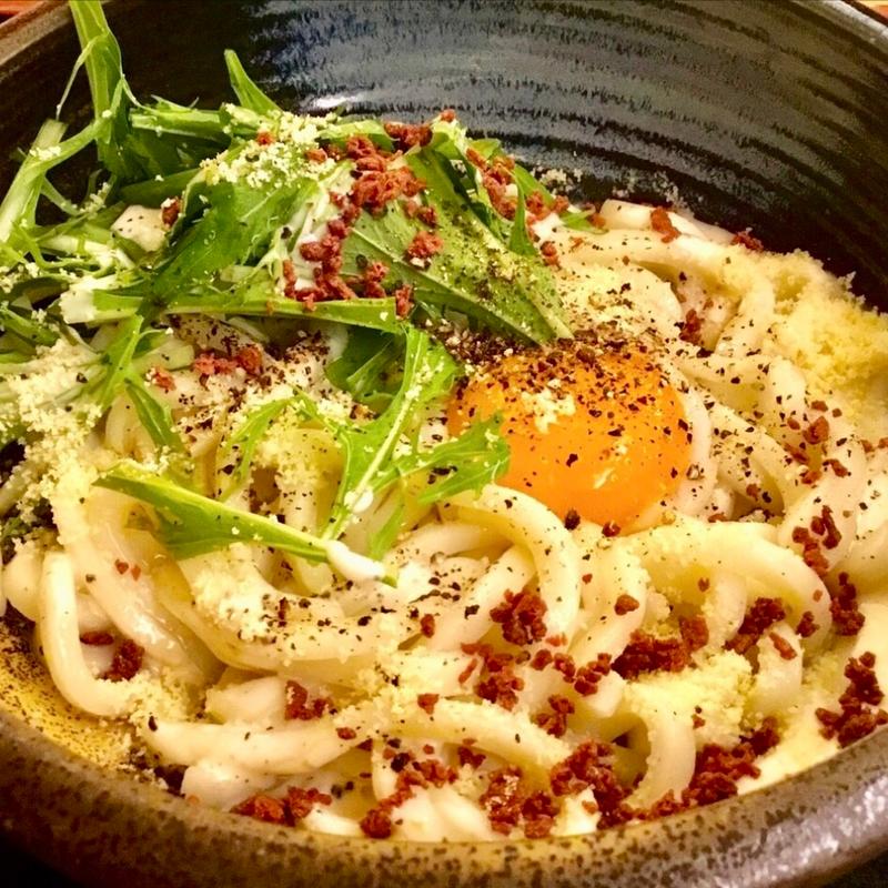 冷やしカルボナーラ(うどん) (南海そば 新今宮店)