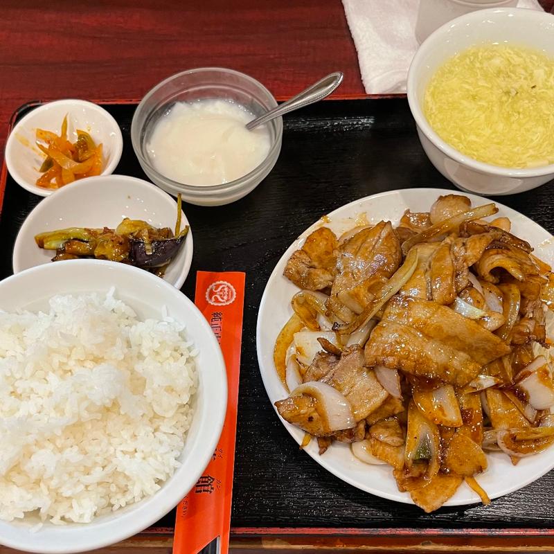 豚バラ肉の生姜焼き定食(龍盛菜館 京急川崎駅前店)