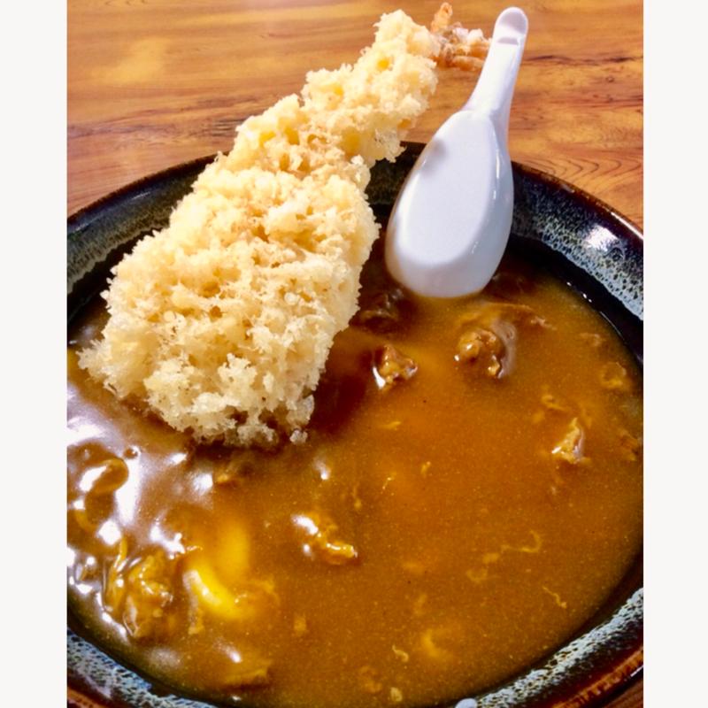 カレーうどん、エビ天乗せ(大力うどん)