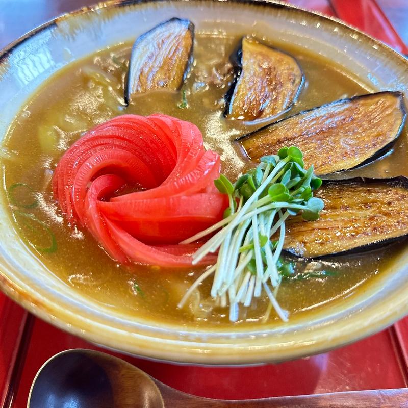 トマトと茄子のカレーうどん(てん川)