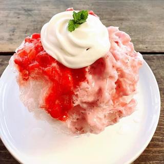 苺&苺ミルク(しあわせ かき氷店)