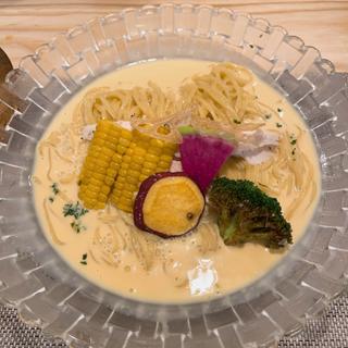 冷やしコーンスープ麺(麦×鶏)