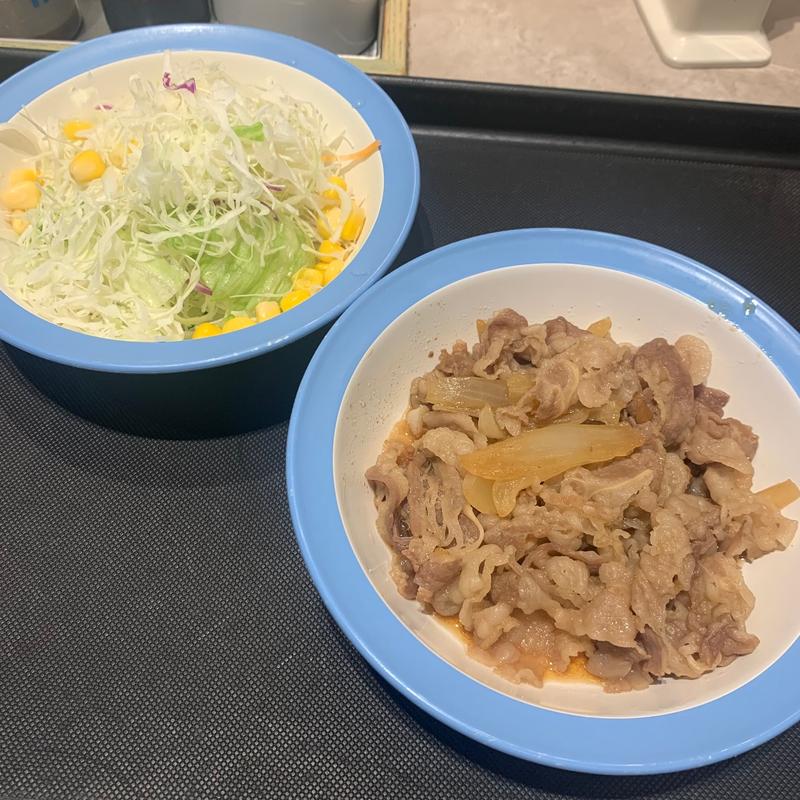 牛めし(ライスを生野菜に変更)(松屋 中野坂上店)