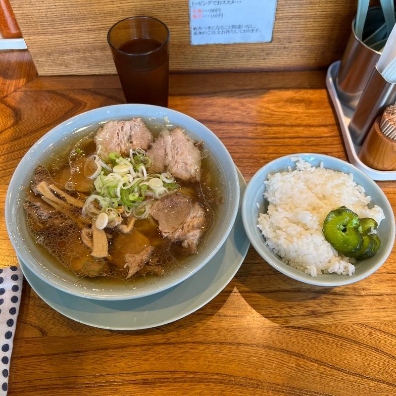 中華そば、ライス(浅草 生田庵)