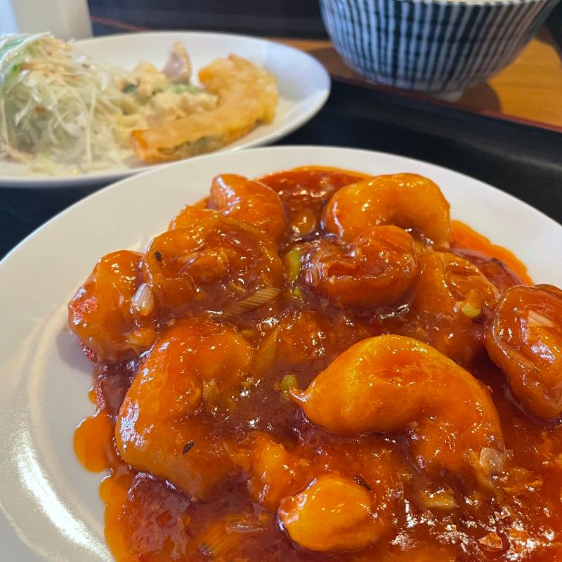 エビチリ定食(中華料理 京華)
