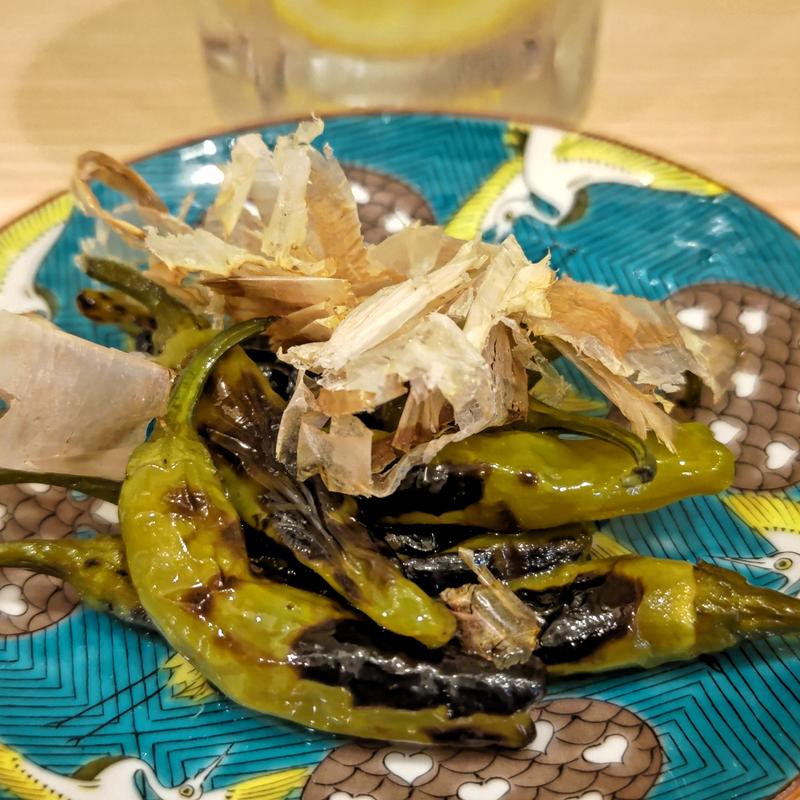 ししとう焼き浸し(貝・海苔巻き 野毛しらはら)