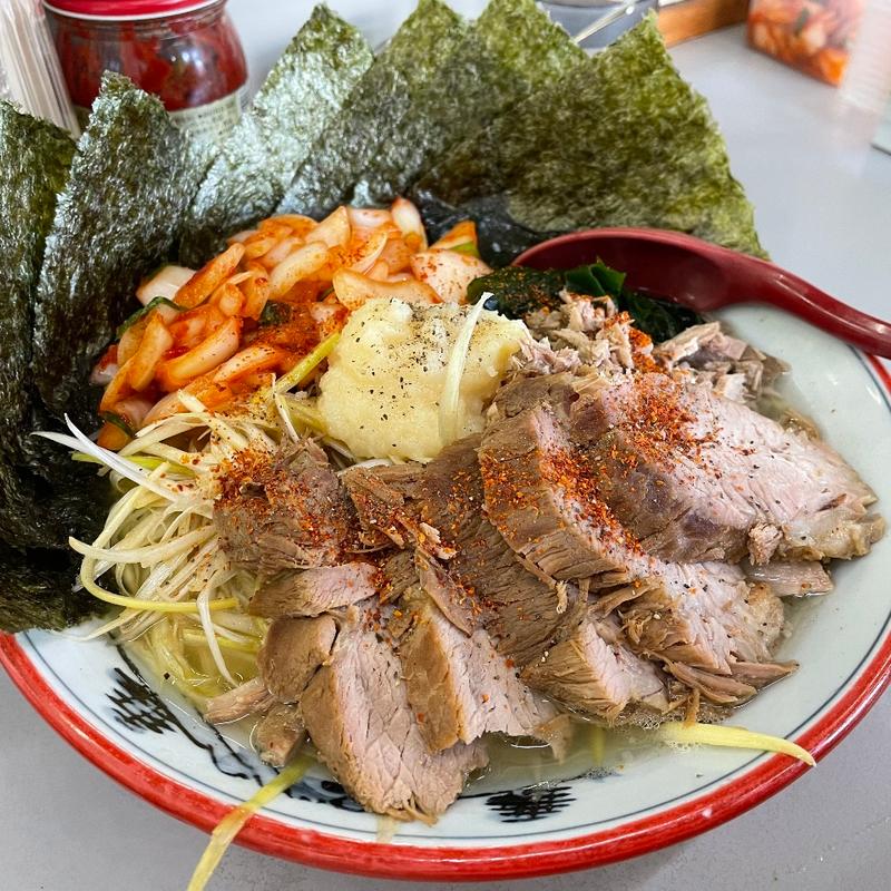 塩ネギチャーシュー＋海苔＋もやし＋辛タマ(ラーメンショップ 122号騎西店)