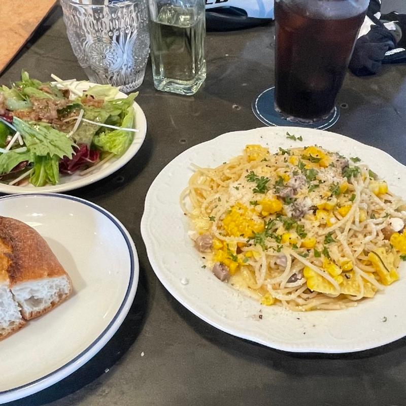 トウモロコシのペペロンチーノ(Trex Kawasaki River Cafe)