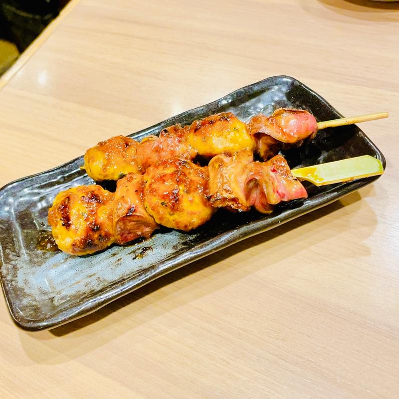 白レバーと九州産鶏団子のトリュフタレ焼き(俺のやきとり 銀座9丁目)