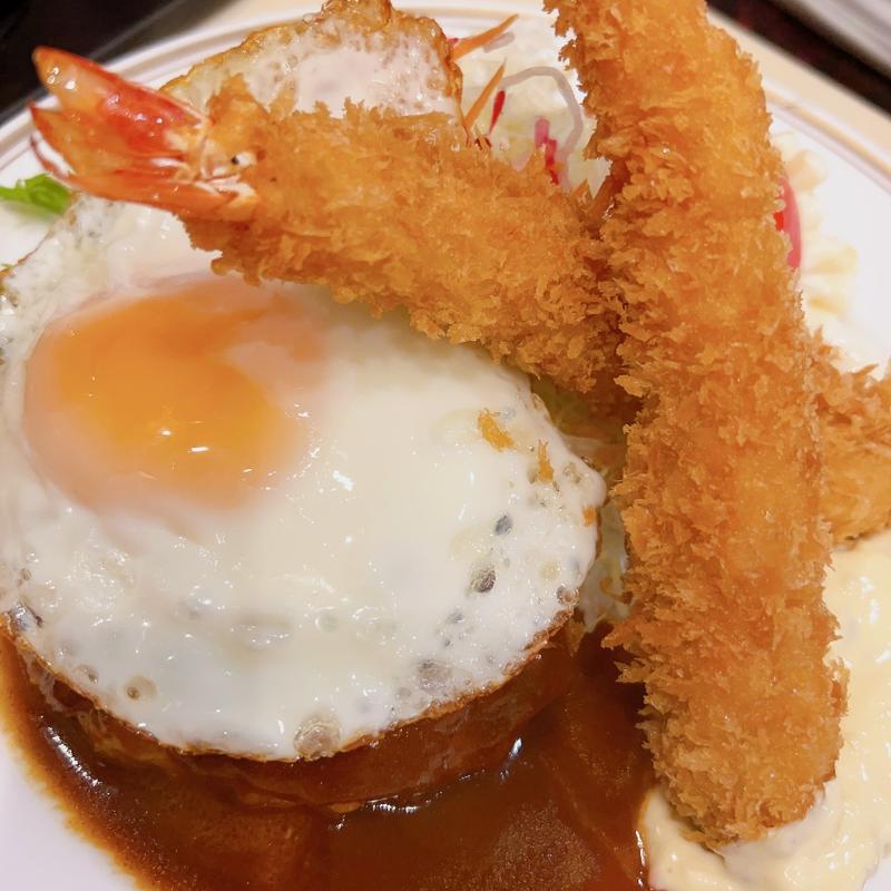 ハンバーグステーキとエビフライの盛り合わせ(銀座スイス 本店)