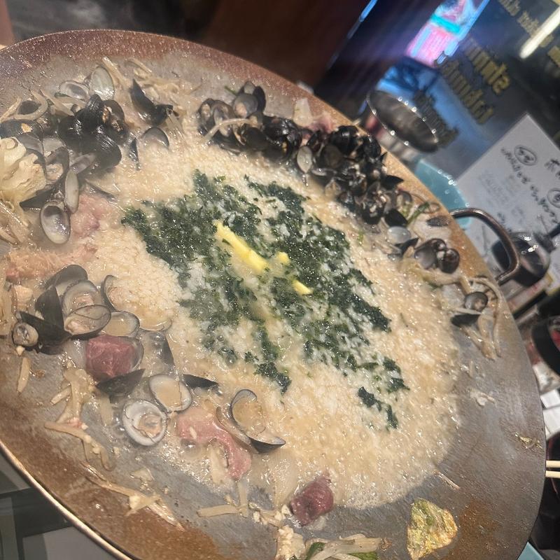 アオサバター雑炊(しじみ炊き肉くにき)