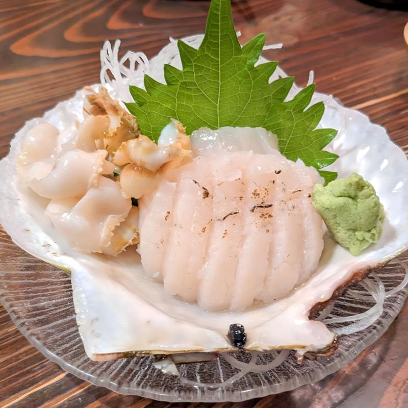 ホタテの刺身(南部百姓家上野店)