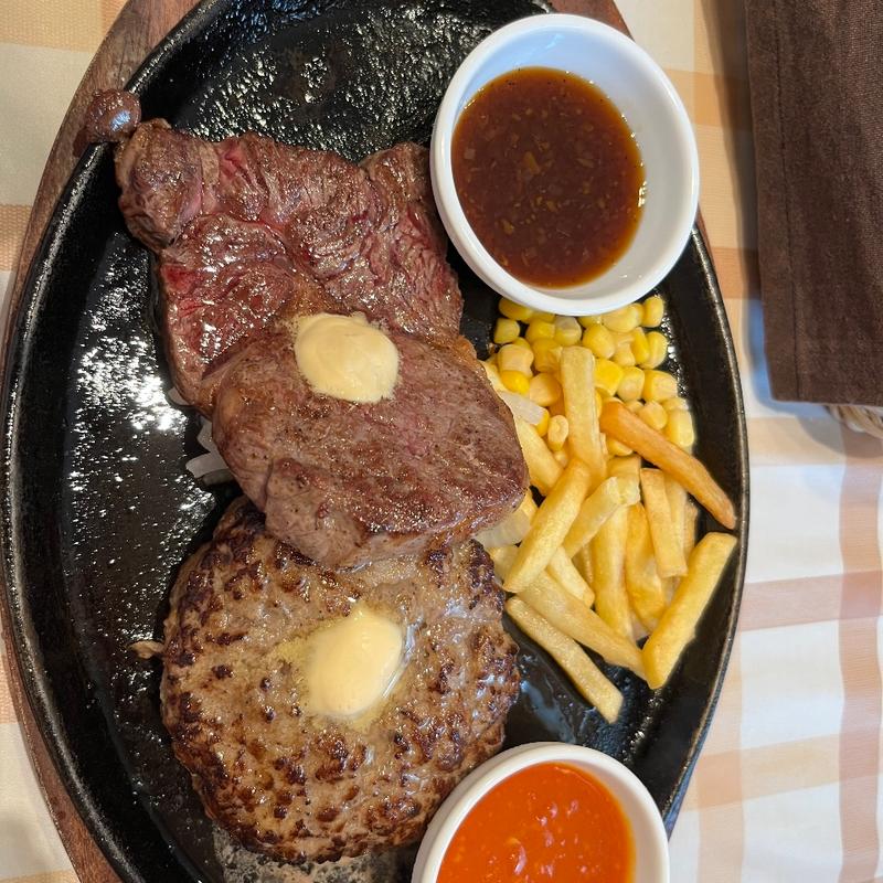 切り落としステーキ&ハンバーグコンボ(ステーキハウス松木 さがみ野店)