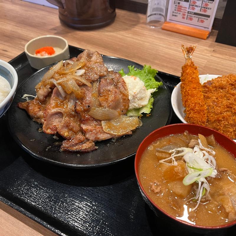 しょうが焼&ミックスフライ定食 極(野郎めし桶川店)
