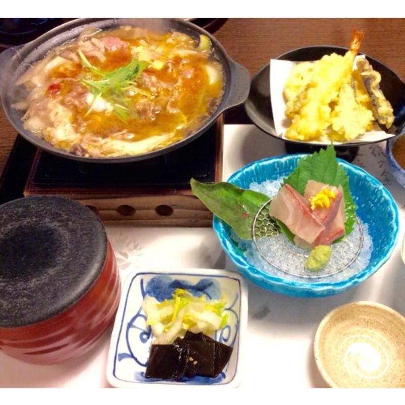 牛玉子とじ定食(＋天ぷら)(がんこ 平野郷屋敷 )