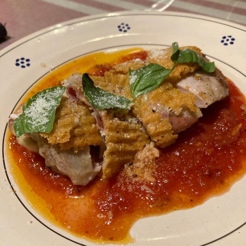 大山鶏のピッツァイオーロ風(オステリア ウチェッロ)