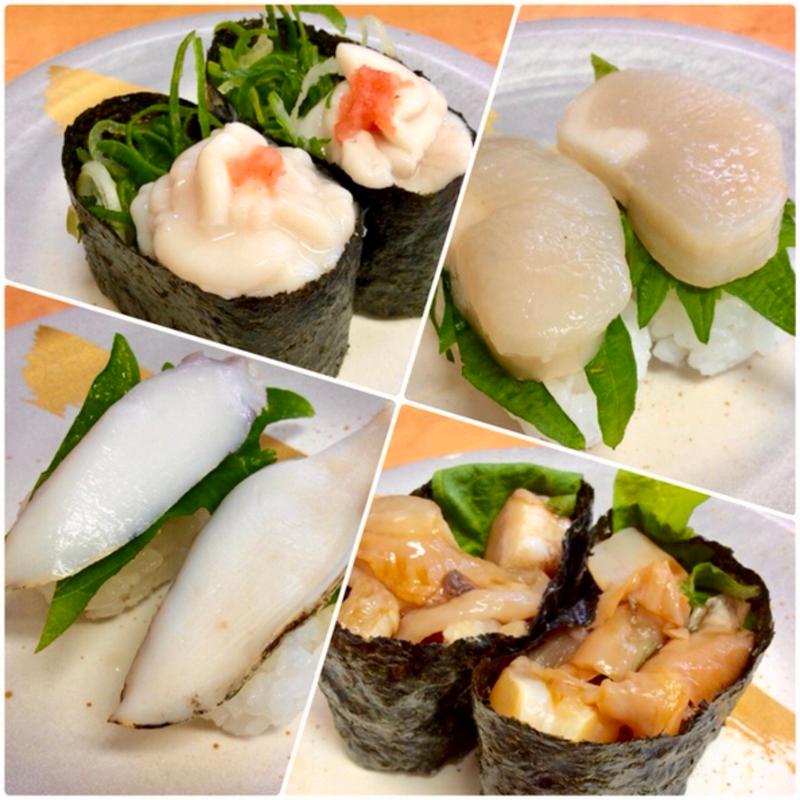 真鱈白子＋タイラギ貝の貝柱＋ロコ貝＋赤貝のひも(すしバリュー )