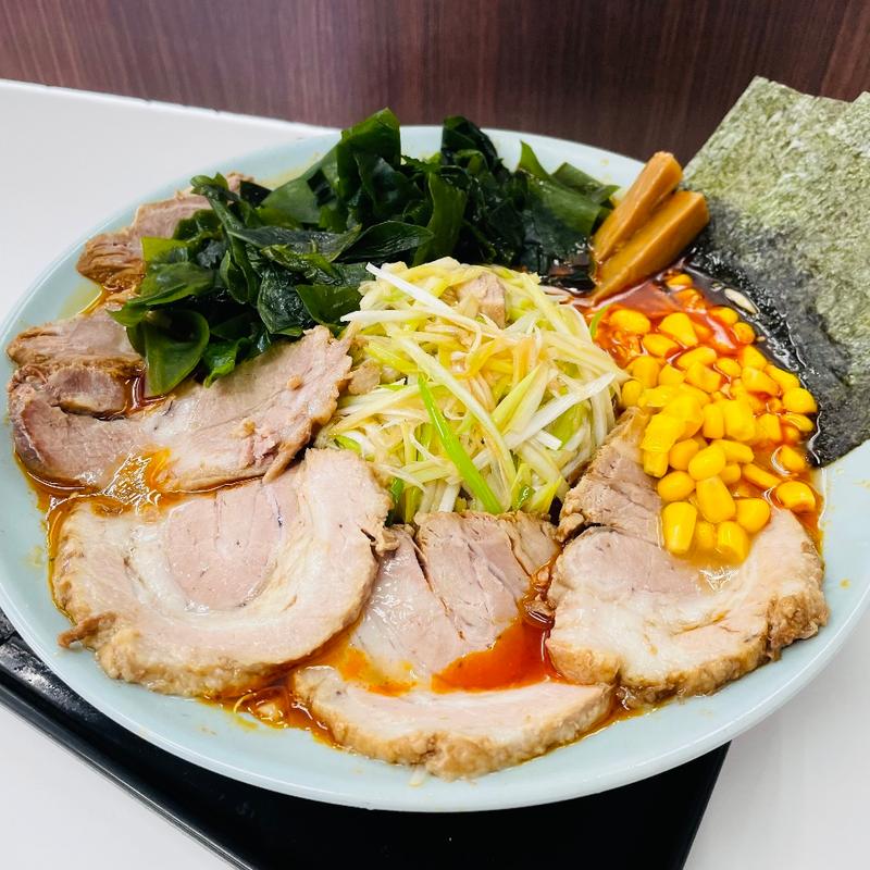塩ネギチャーシュー＋わかめ＋5辛(ラーメンショップ北川辺店)