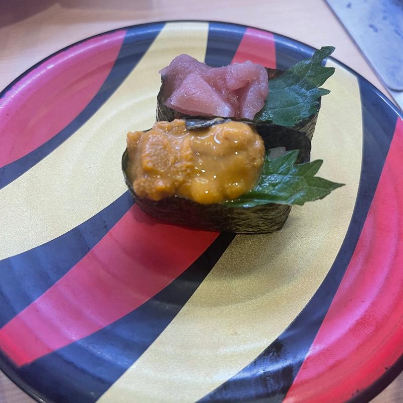 うにと国産鮪中とろぶつ切りの合盛り軍艦(かっぱ寿司 三木店)