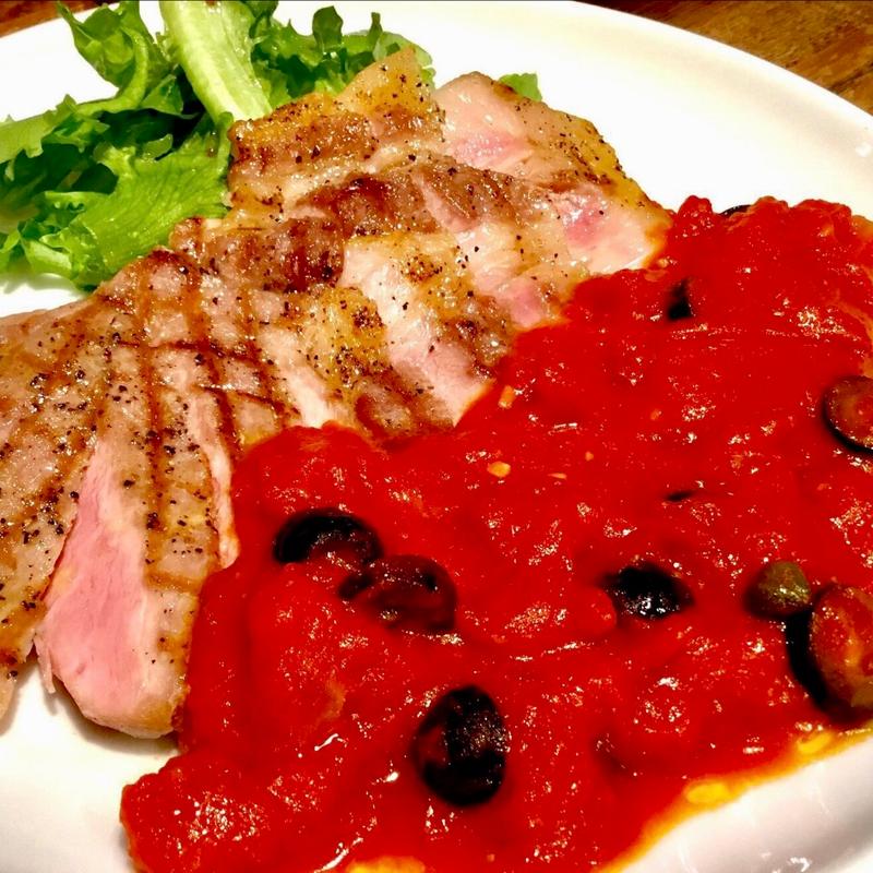 山形豚のグリル プッタネスカ風(イタリアンバール ミーオ 野田店)