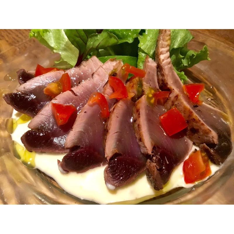 炙りカツオのカルパッチョ 〜柚子胡椒ソース〜(イタリアンバール ミーオ 野田店)