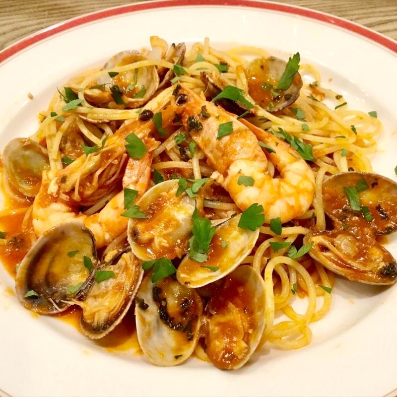 天使のエビとあさりのペスカトーラ(ケーキとイタリア料理 ミーオ 福島店)