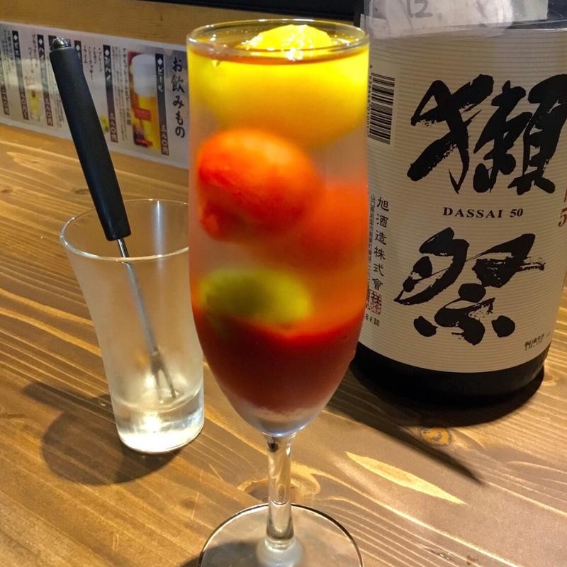日本酒カクテル「プチトマト x 獺祭」(多幸屋3組)