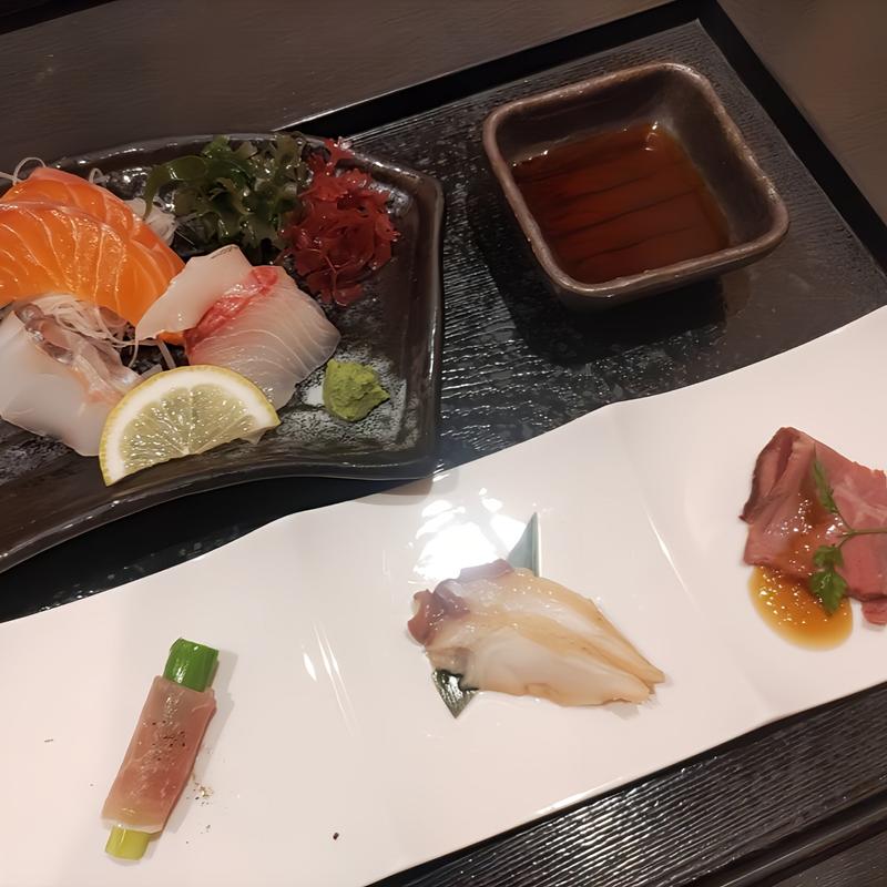 北の幸コース・季節の前菜．お刺し身(3点盛り)(三海の華)