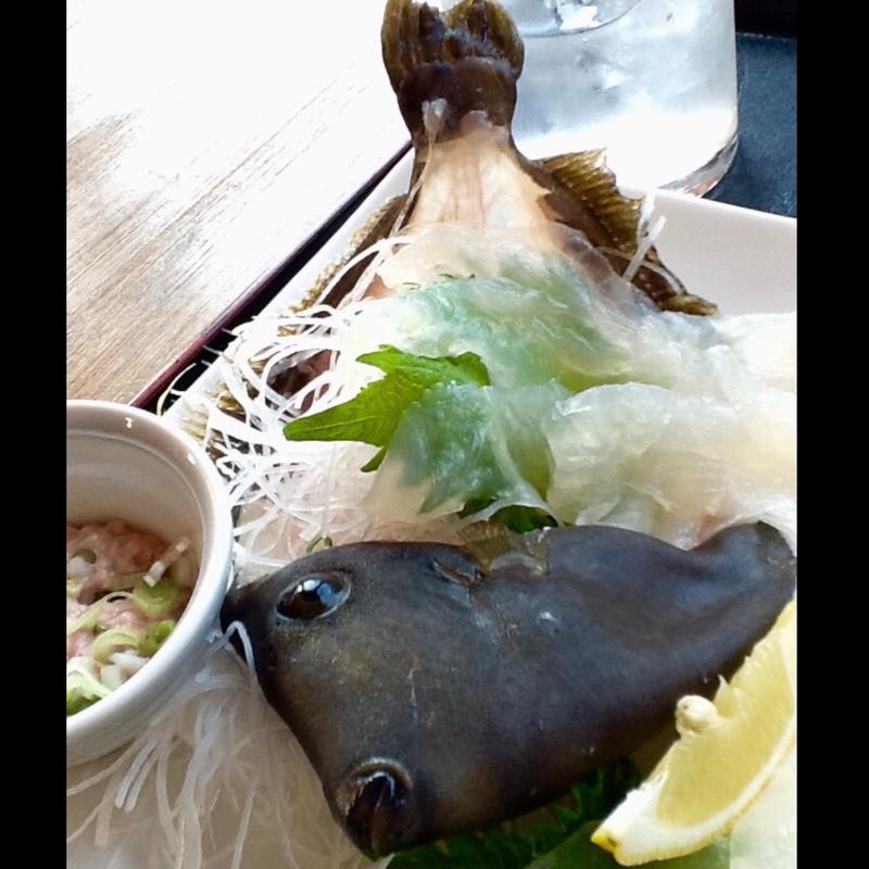 カワハギの姿造り(肝添え)(潮まねき （しおまねき）)