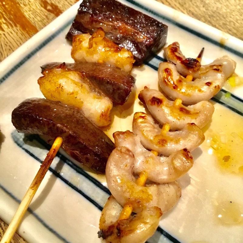 ちれ(脾臓)、こぶくろ(子宮)(日本再生酒場 もつやき処い志井 博多店)