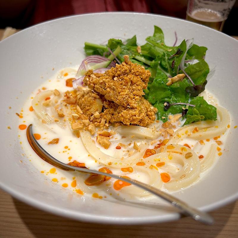 宮城県産ミヤギシロメの濃厚豆乳で作った冷やし坦々うどん(うどん酒場 七右衛門 エスパル仙台店)