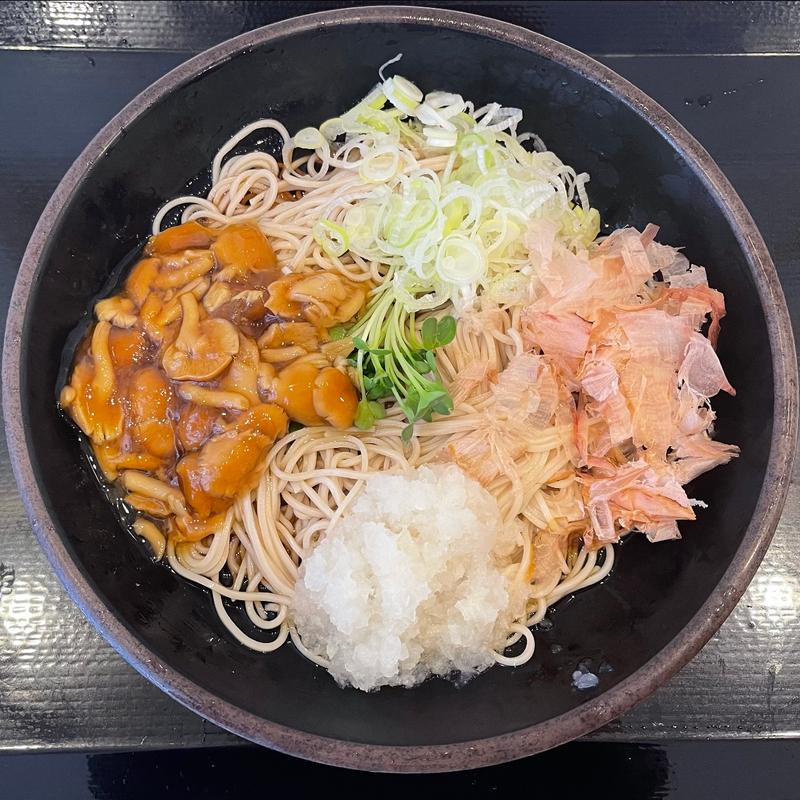 冷やしぶっかけなめこそば(ゆで太郎もつ次郎 名古屋住吉店)