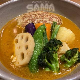 ハンバーグ野菜カリー(あっさりスープ)(Curry&Cafe SAMA 神田)