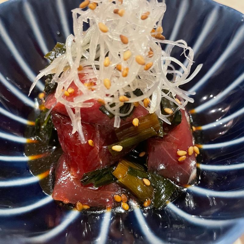 マグロニラ醤油和え(銀座 しまだ)