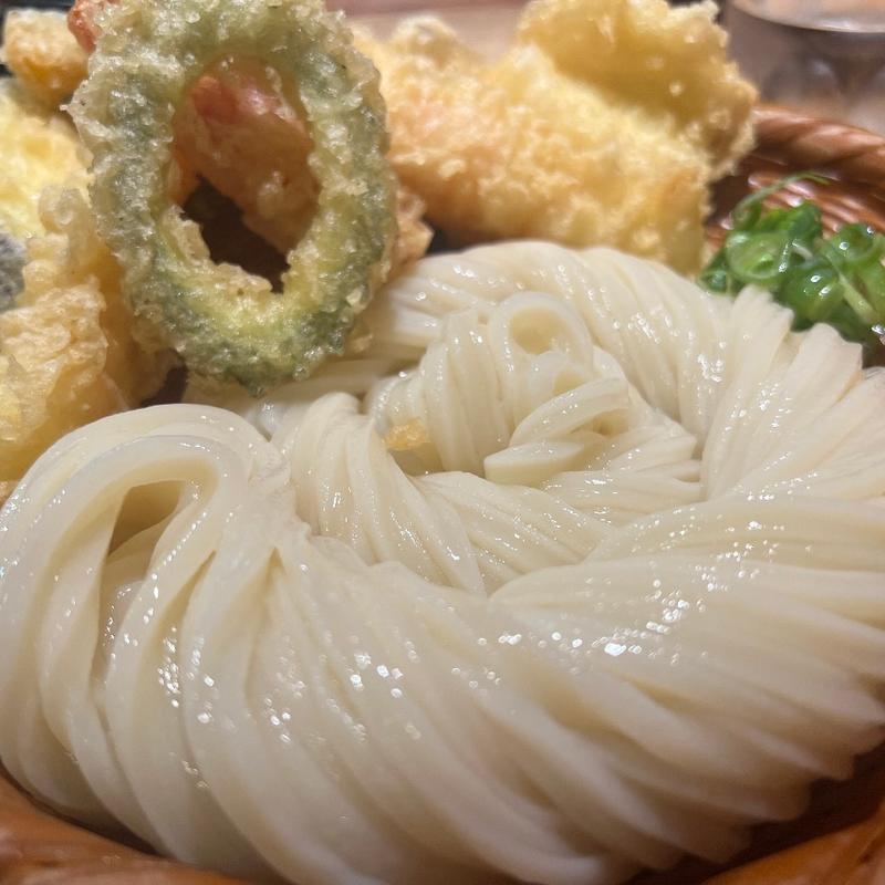 上天ざる 天ぷら6種(エビ2野菜2魚 イカ)(慎)