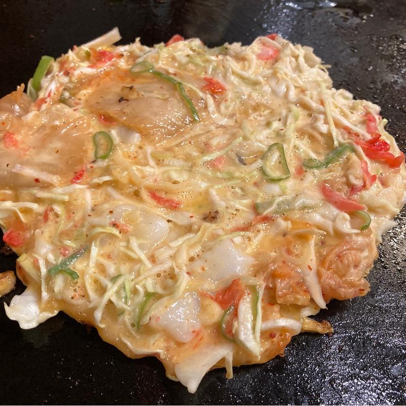 チーズ豚キムチ天(浅草もんじゃ てっぱん大吉)