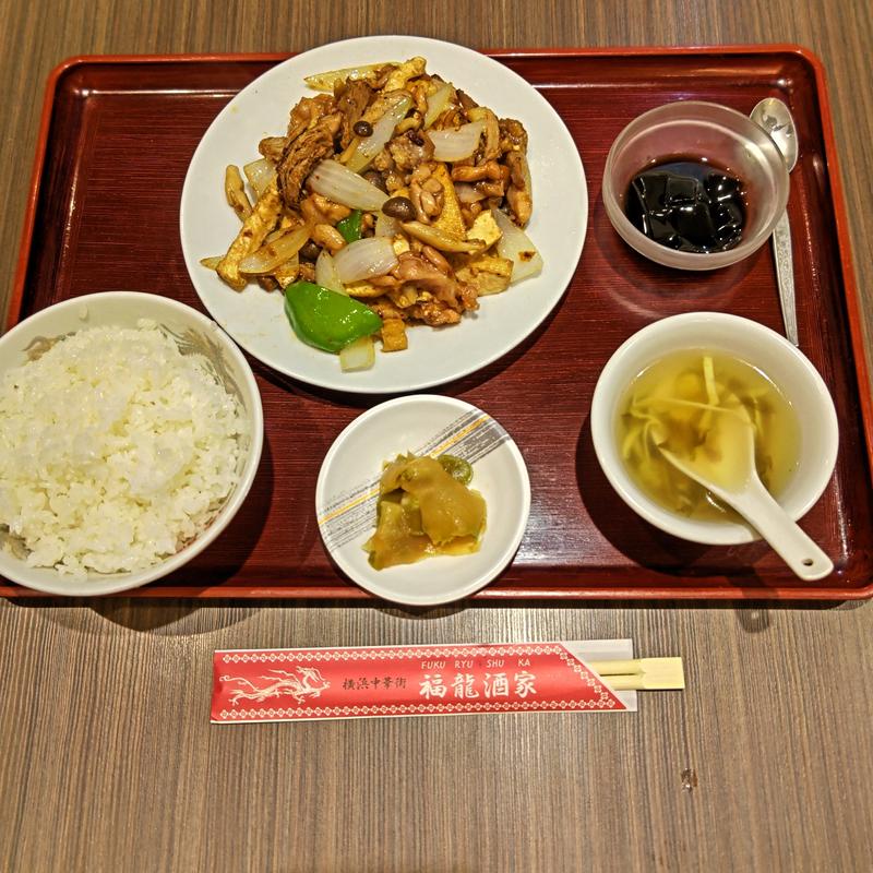 鶏肉と鴨肉と厚揚げのXO醤炒め(福龍酒家)