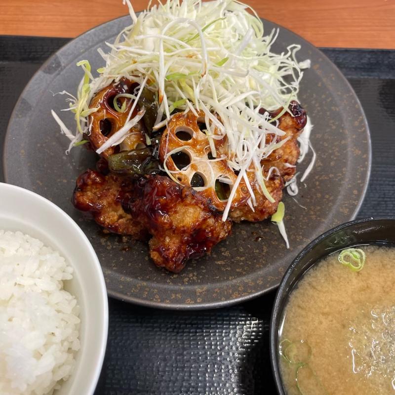 黒酢あんかけからあげ定食(からやま 横須賀佐原インター店)