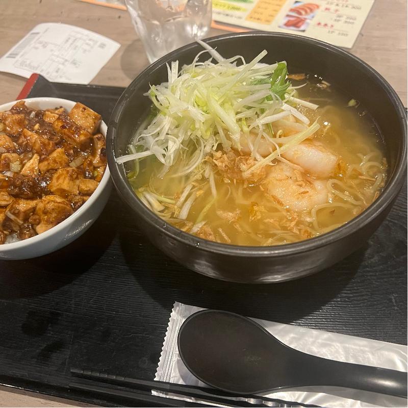 海老塩ネギラーメン　ミニ麻婆丼セット(中華料理 炎麻堂 三軒茶屋店)