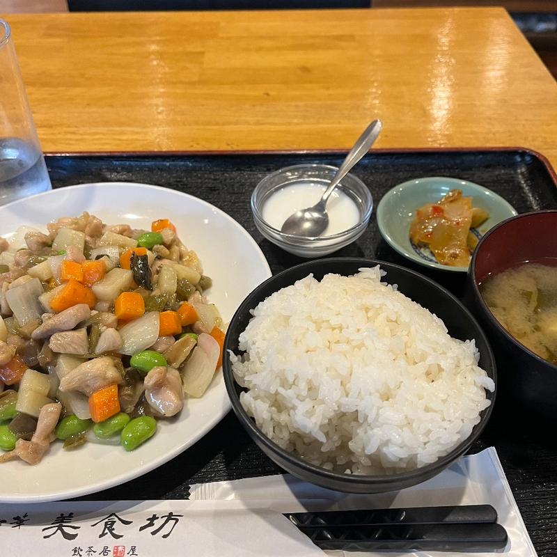 鶏肉と高菜炒め定食(中華美食坊 田無南口店)
