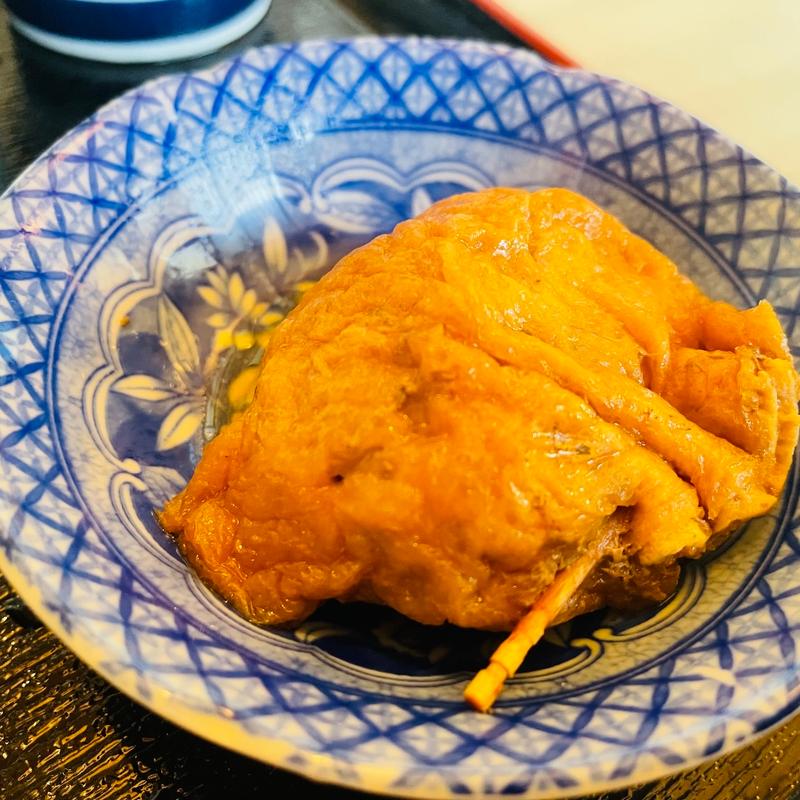 サービス油揚げの肉包み(松葉屋)