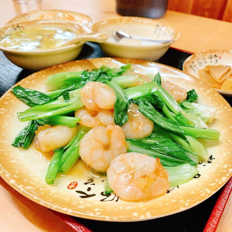 青菜とエビの塩炒め(味之道)