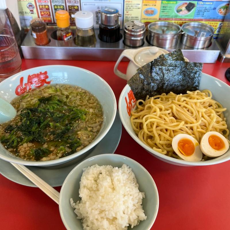 醤油つけ麺　ほうれん草　半ライス(ラーメン山岡家 越谷レイクタウン店)