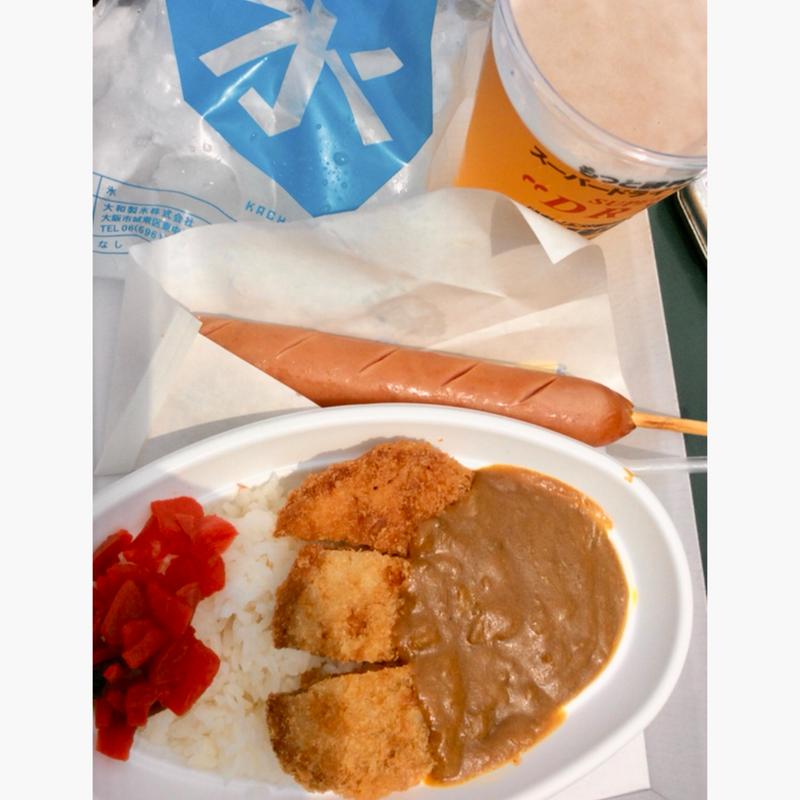 甲子園カレー、フランクフルト、かちわり氷、ビール(阪神甲子園球場)