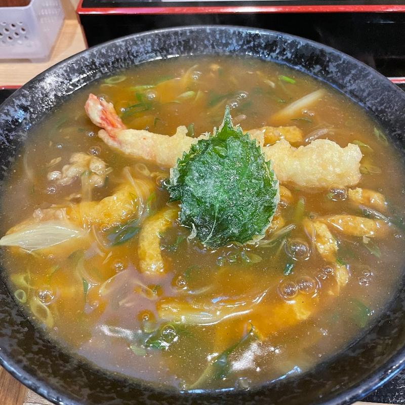 カレーうどん海老天トッピング(だし自慢うどん屋柏本 （かしもと）)