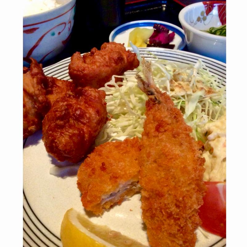 唐揚げとアジフライランチ(きはらし )