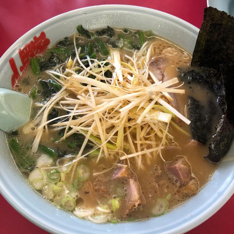 醤油ラーメン【中盛】トッピング【ほうれん草　白髪ネギ　コロチャー】(ラーメン山岡家 足利店)