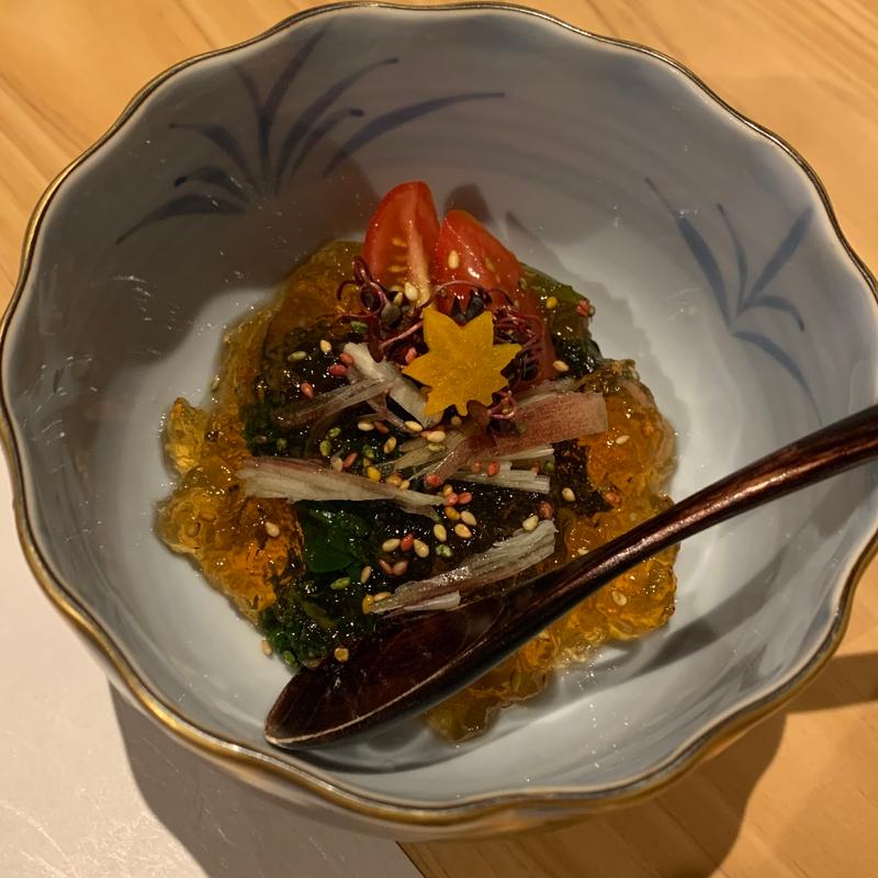 ツルムラサキの新生姜ジュレ掛け(嗜酒（しゅしゅ）)